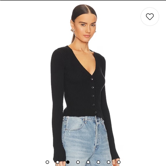 GOOD AMERICAN cozy rib cardigan in black NWOT - Picture 2 of 4